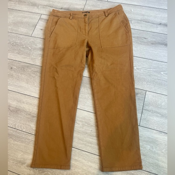 Eileen fisher neutral cotton twill petite casual classic pants size 14/16 - Picture 1 of 9